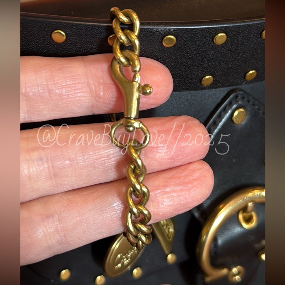 2008 COACH CARRIAGE CHARM CHAIN LINK LOBSTER CLASP POPPY MEDALLION BRASS HANGTAG - Picture 5 of 6